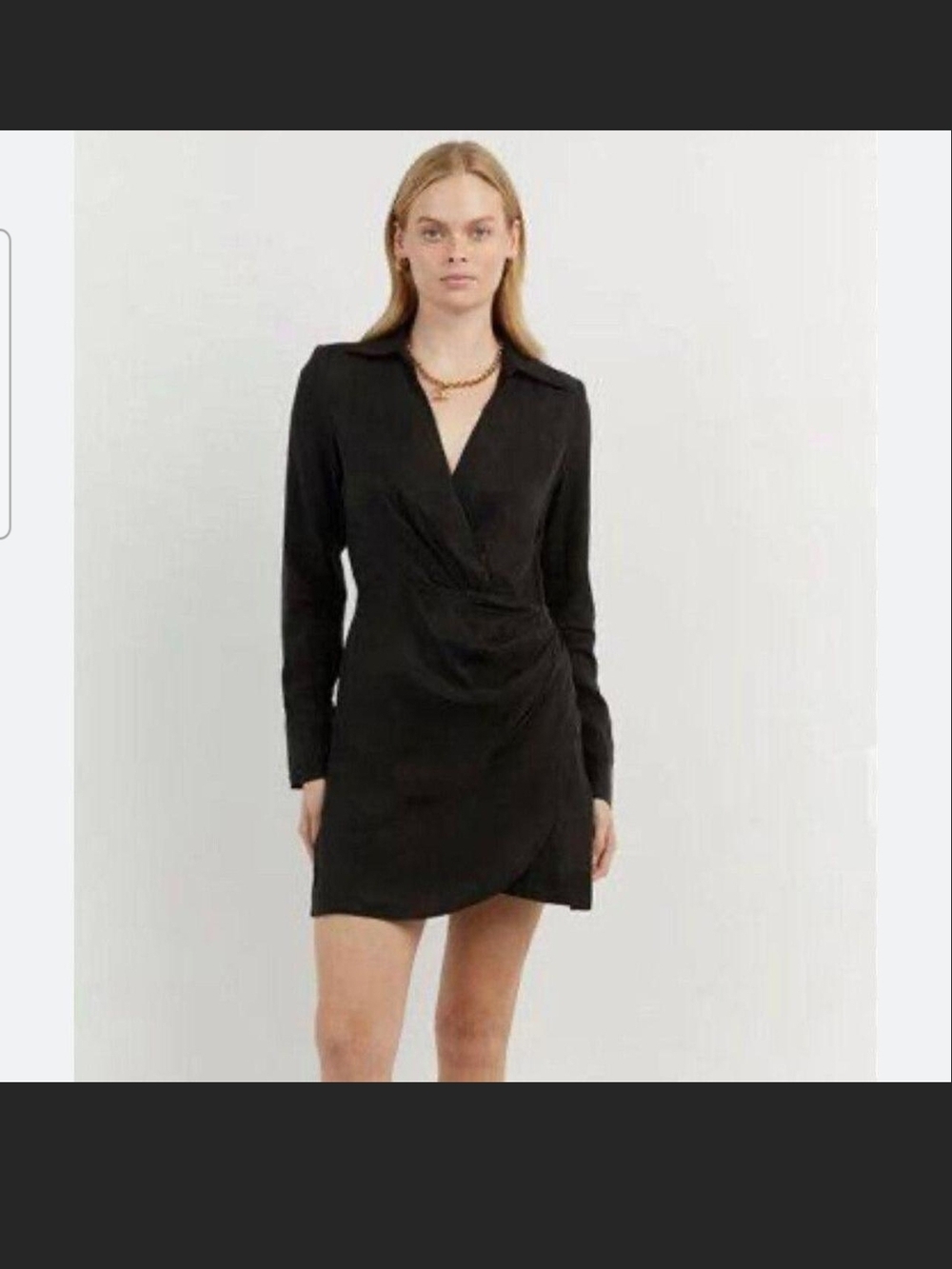 DISSH Black Long-Sleeve Wrap Mini Dress Size 10
